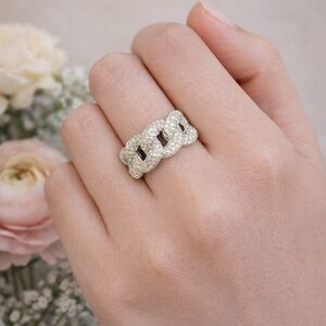 Moissanite Silver Chain Link Ring